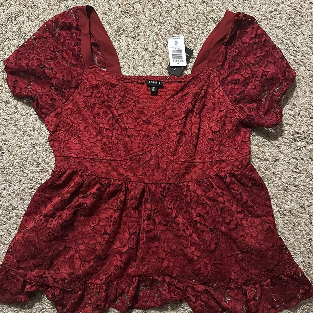 Torrid Red lace top